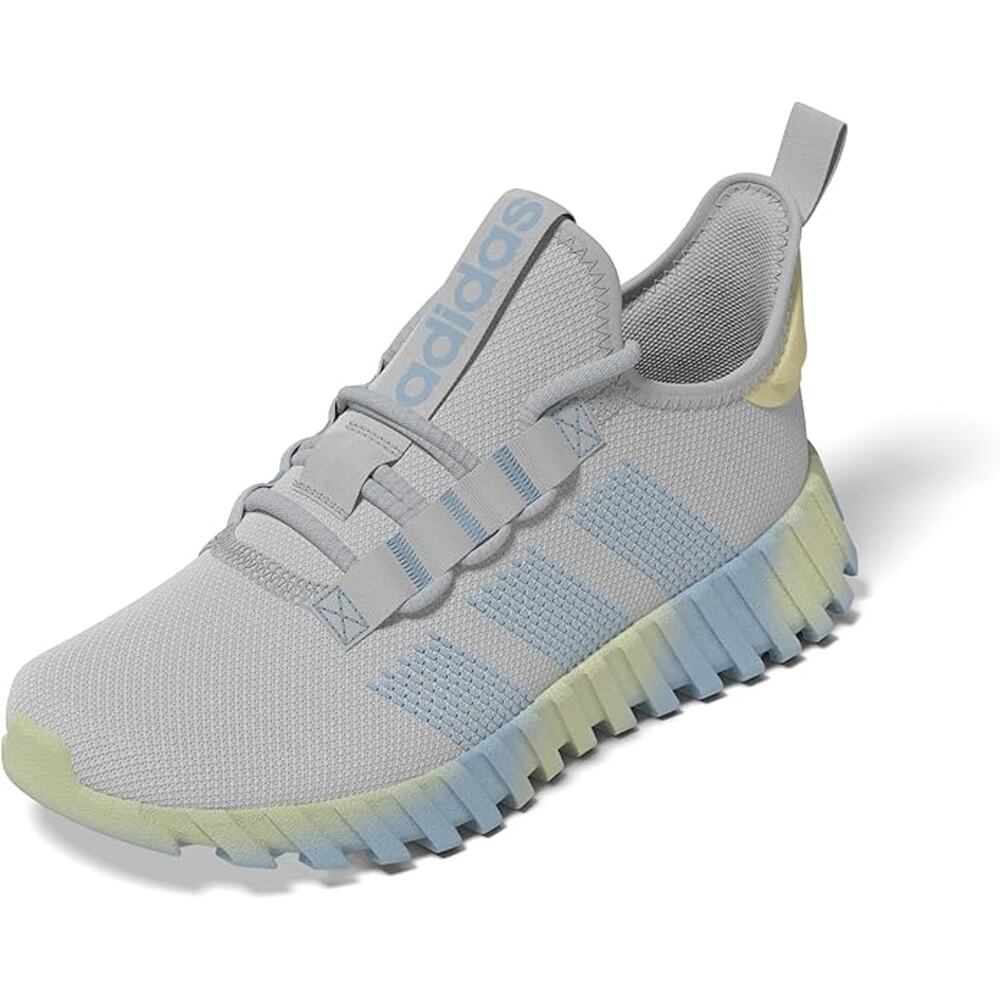 NWT Adidas Unisex  Kaptir Flow Sneaker, Grey/Blue/Powder Yellow, 12.5 Little Kid
